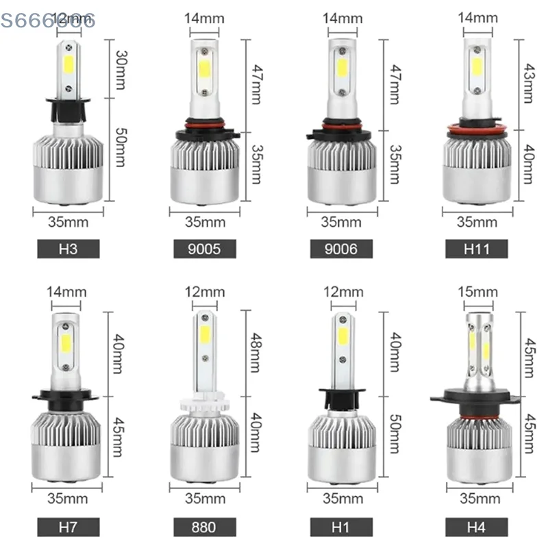 1個 車用 ブライト H4 H7 H1 H3 LED フロントフォグランプ ビーズ 8000Lm COBチップ 冷却ファン付き 長寿命