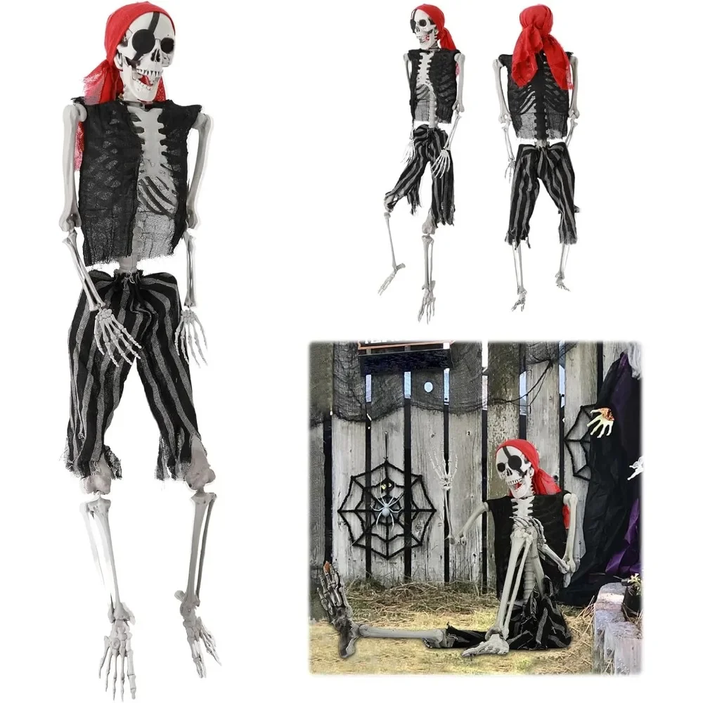 Halloween Skeleton Decorations - 5.4FT Life Size Skeleton Human Bones Full Body Realistic with Posable Joints