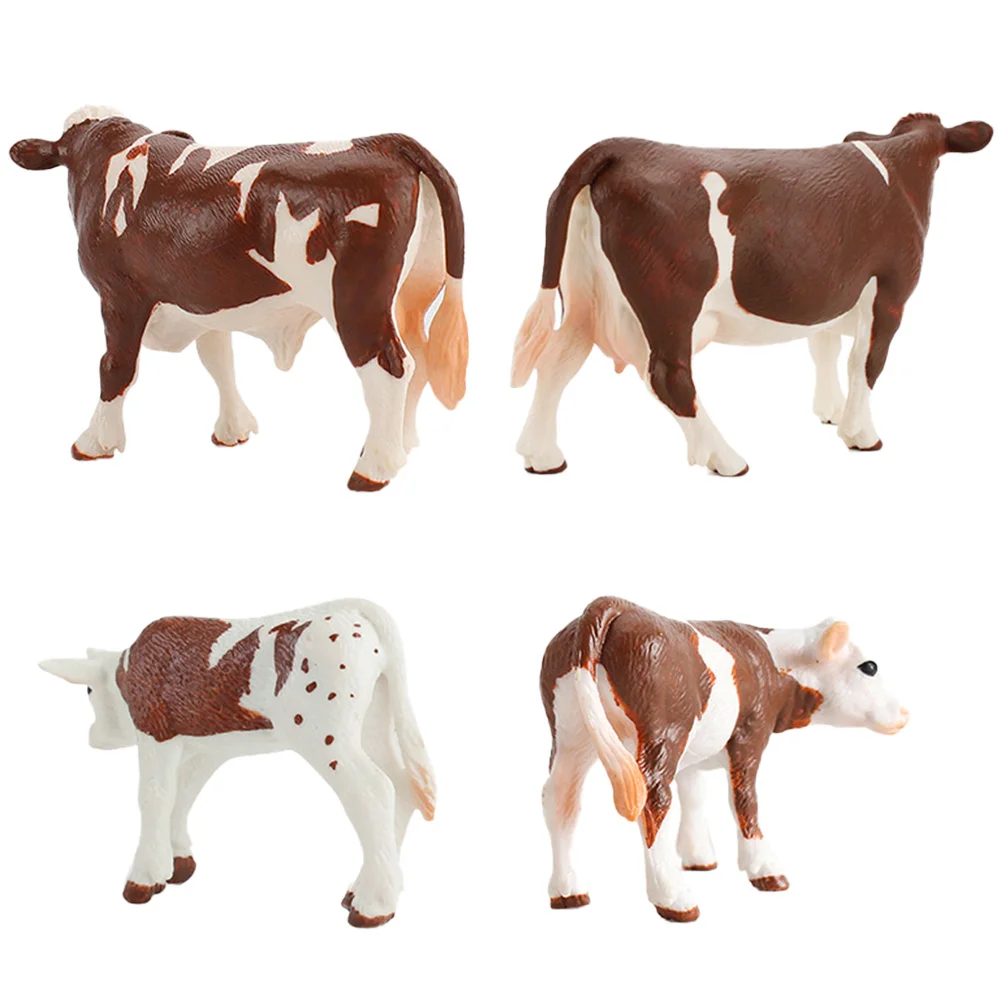 4 PCS Farm Animal Miniature Macular Cow Model Education Plaything Simulation Suit