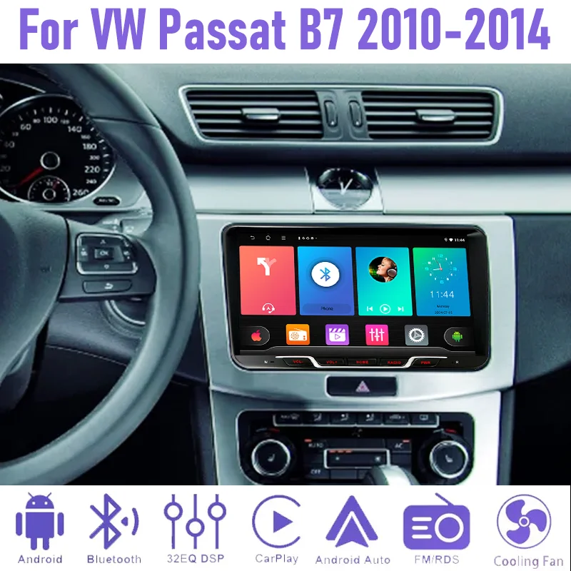 

9" 4+64GB Car Radio For VW Passat B7 2010-2014 Android 15 Auto Support Wireless Apple Carplay 2DIN GPS Rear Camera BT FM