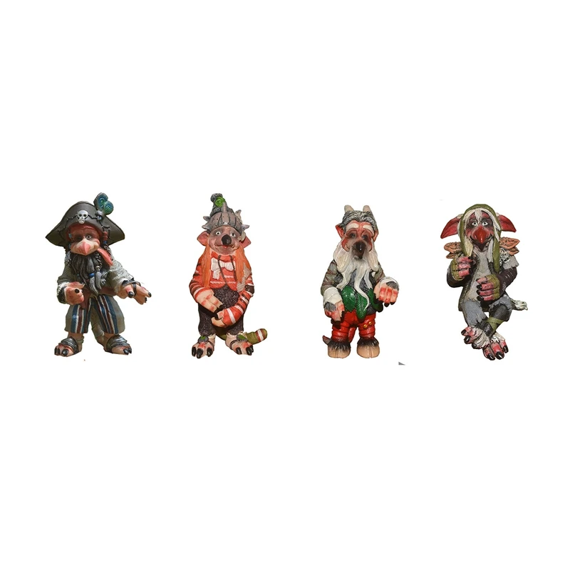 Resin Black Magic Goblin Funny Dwarfs Statue Horrifying Elf Statue Halloween Garden Decoration Ornament Garden Pirate