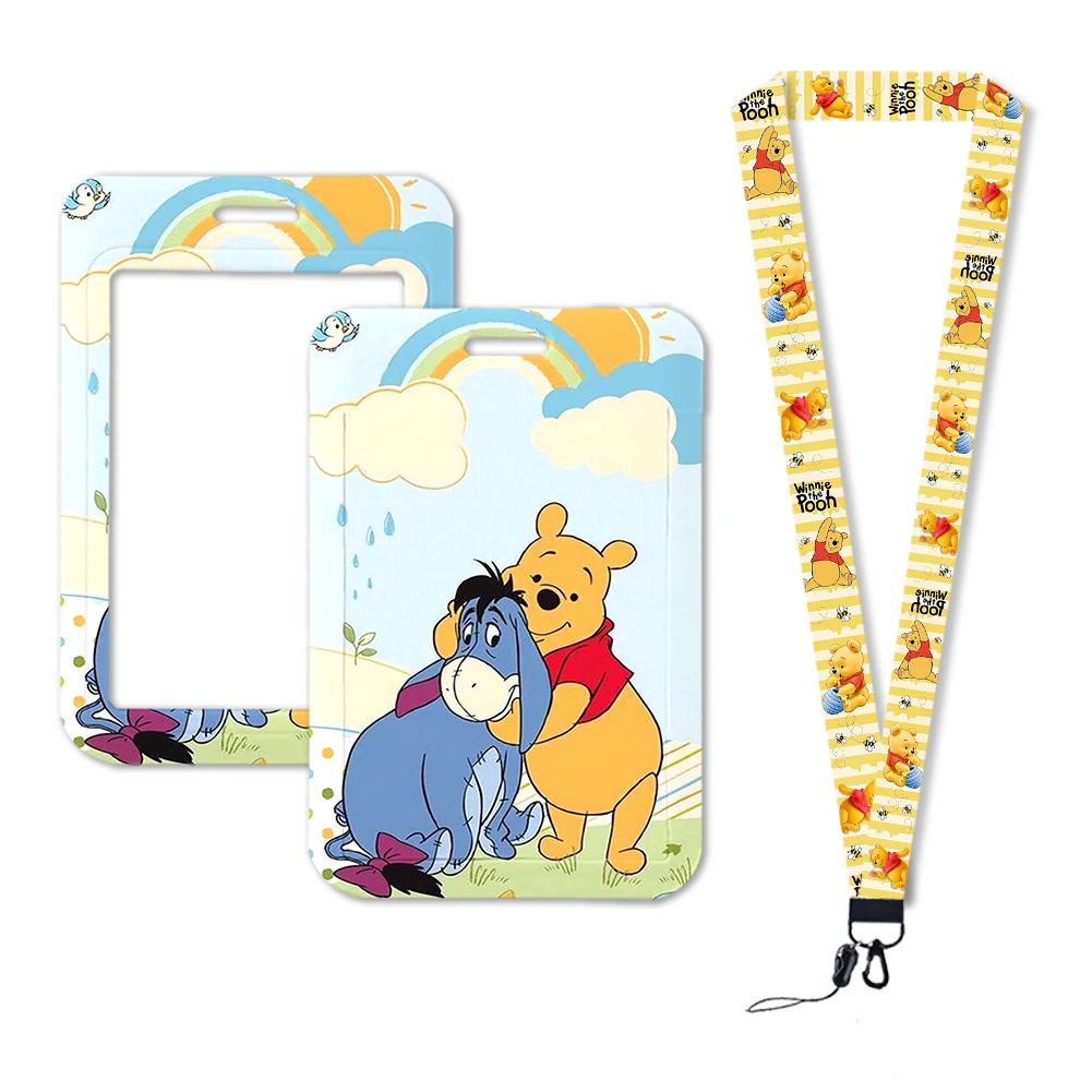 L'ourson Winnie School Student Cartoon Card Holder, Cute Keychain, Work Card, Danemark ge Holder, Bus Gifts