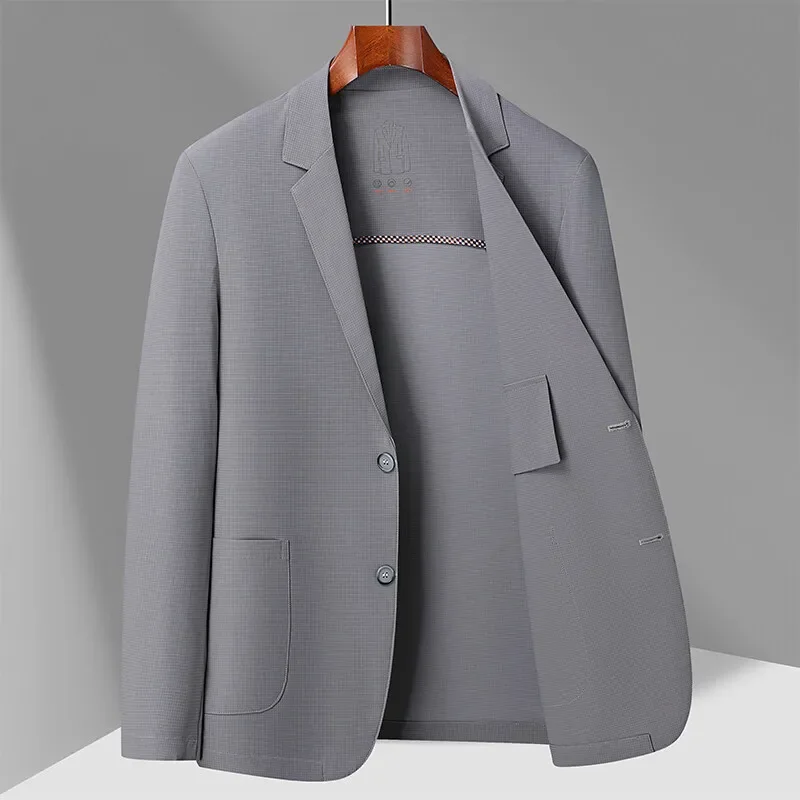 بليزرات رجالية بأكمام طويلة سترة متينة بياقة مقلوبة سترات عمل ملابس خارجية سترة فضفاضة 2025 جيوب جديدة غير رسمية #2