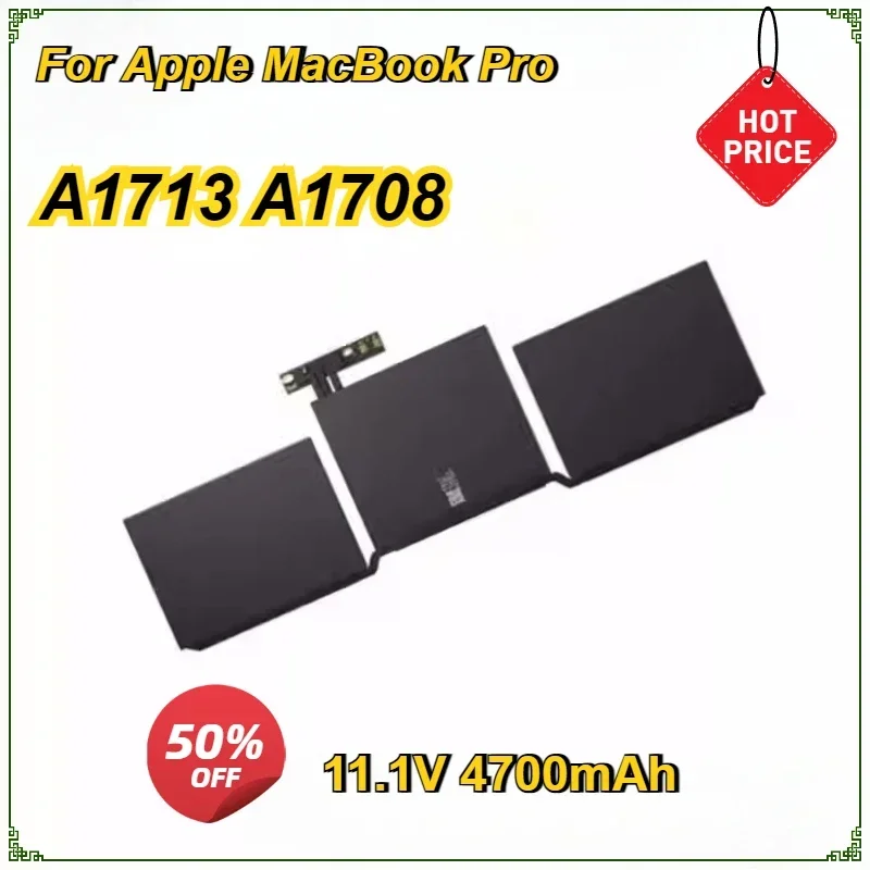 New  A1713 Laptop Battery for Apple MacBook Pro 13'' A1708 2016 Year 11.4V 4781mAh Bateria Notebook