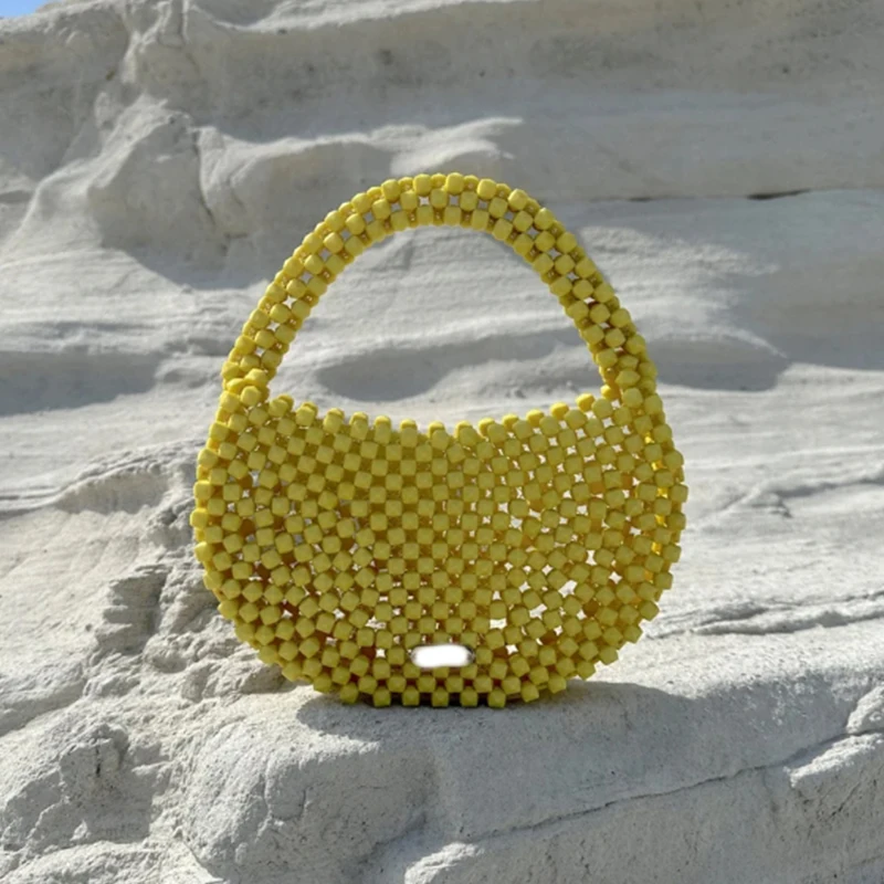 

Handheld Round Women's Bag Ins Niche Design Bead Production Customizable Color New in Ladies Handbag Hot Selling Explosive Item