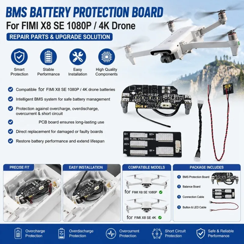 b29c-fimi-1080p-4kドローンバッテリーbms保護ボード修理交換用pcbモジュール