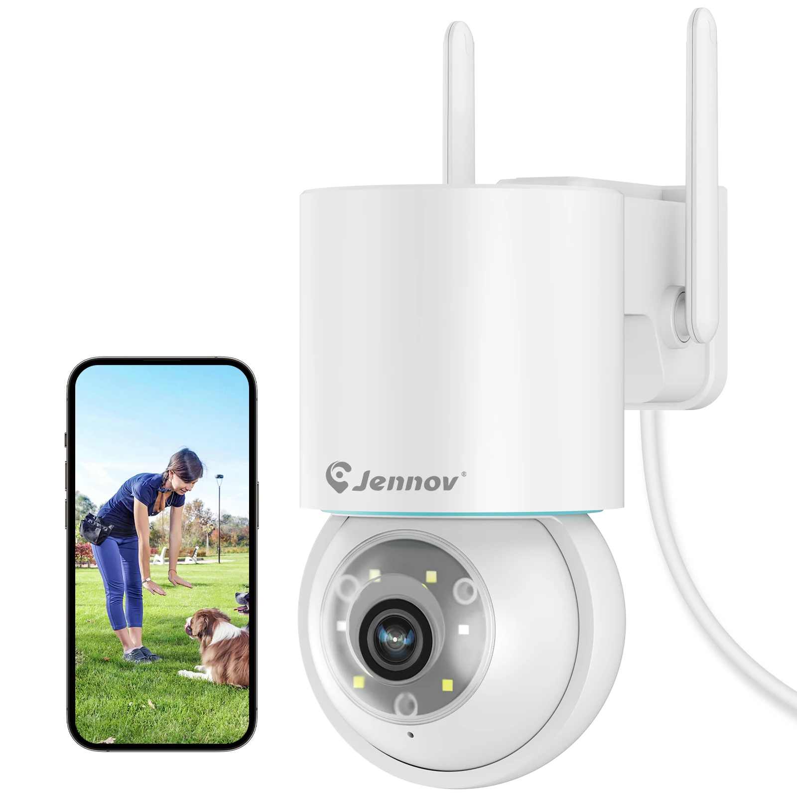 

Jennov 5MP Add-On 360° PTZ for J-Series Security Wireless Camera System Auto-Tracking Color Night Vision Two-Way Audio Outdoor