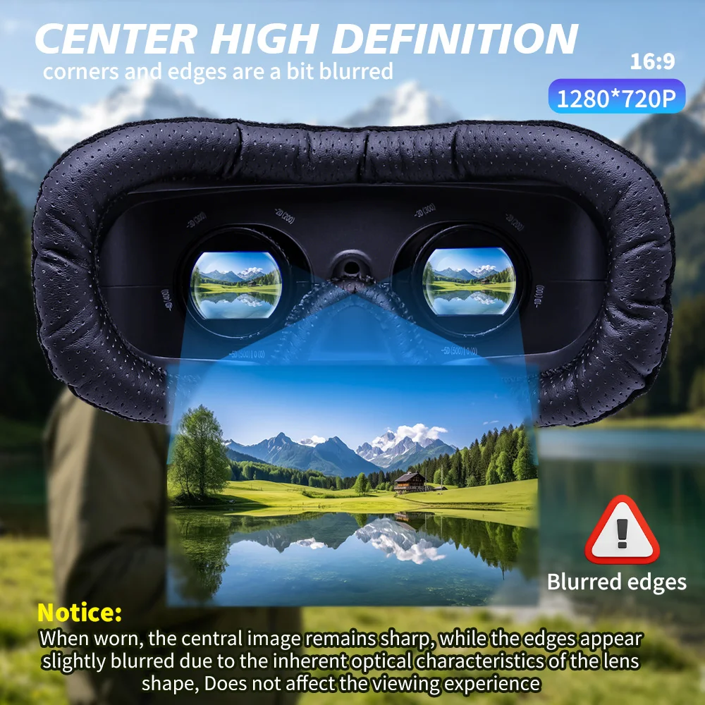 Head‑Mounted Video Glasses 720P HDMI Wired Portable Cinema for Switch PC FPV Drone Non‑VR/AR, Myopia Adjustable Goggles