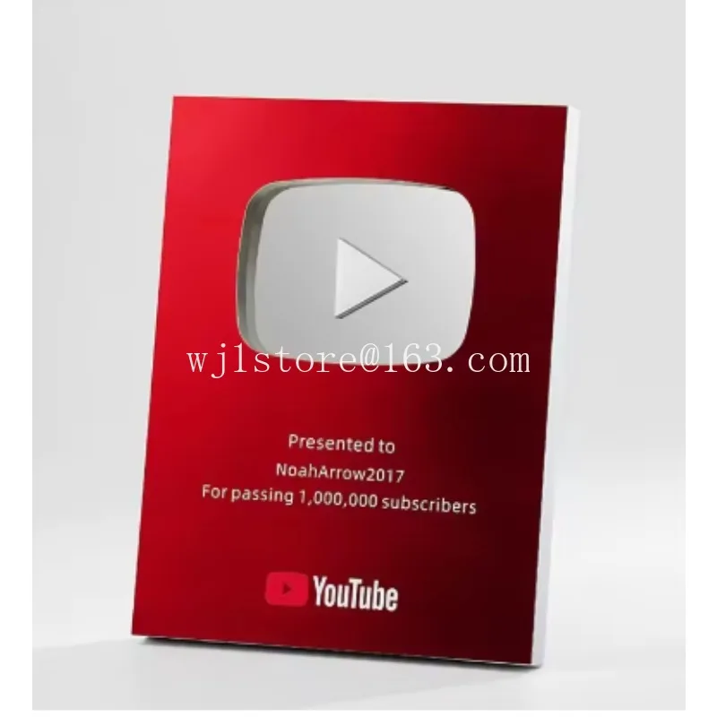 

2026New YouTube Play Button Award UV Printed Graphic Metal Shields Trophies Excellent Recognition Acknowledgment