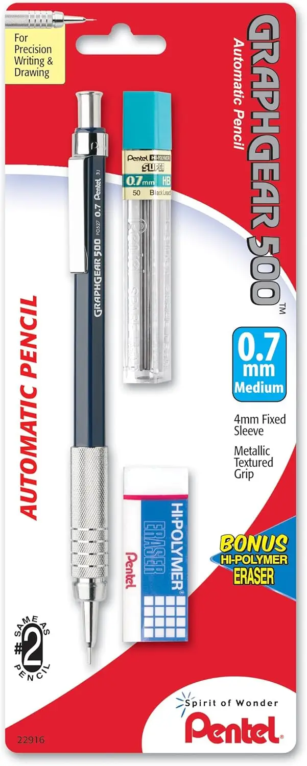 

Premium Mechanical Pencil with Metallic Grip and Refillable Eraser for Smooth Writing