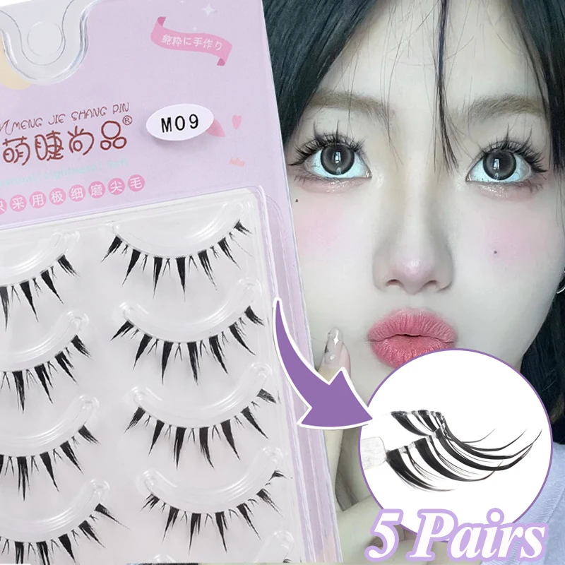 Natural New False Eyelashes 5 Pairs Manga Lashes Faux Mink Soft Winged Fluffy Natural Realistic Eyelash Extension Eyes Makeup