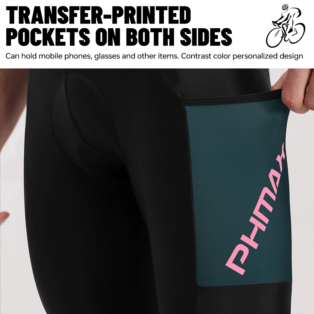 PHMAX Men's Cycling Shorts 5D SILICONE Padded Men's Road MTB Cycling Bike Shorts Pants Bicycle Shorts with Pocket Clothes