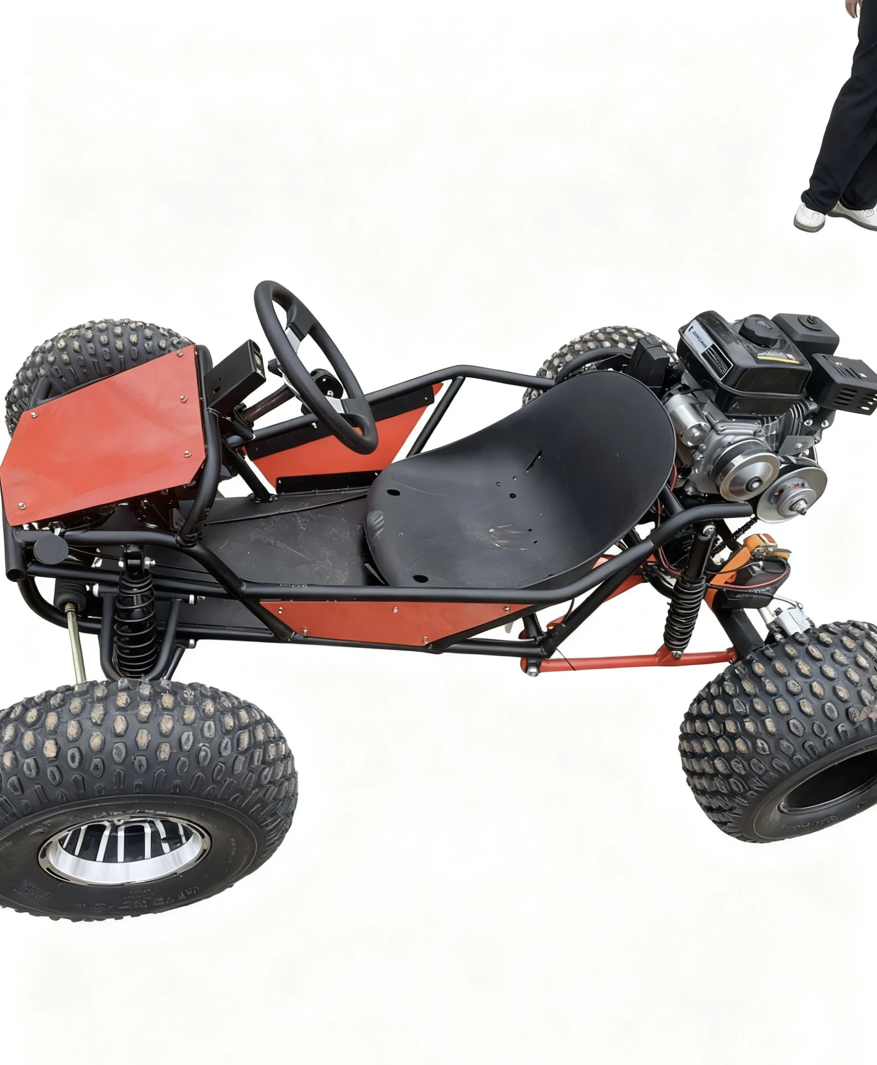 Steering wheel kart beach bike with differential, electric start, reverse, 212 engine karting 8-inch 10 inch tires