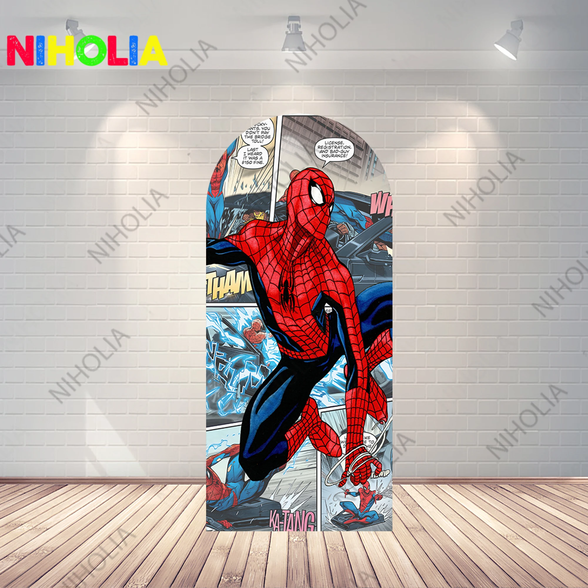 Superhero Spiderman Arch Covers Photo Backdrop Boys Birthday Party Background Doubleside Photography Booth Props