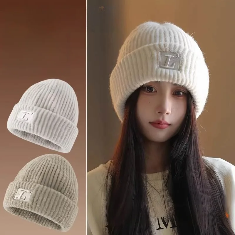 

Женская вязаная зимняя шапка с защитой для лица, для большого обхвата головы, теплая, с защитой ушей, не регулируемая вязаная шапка-бини