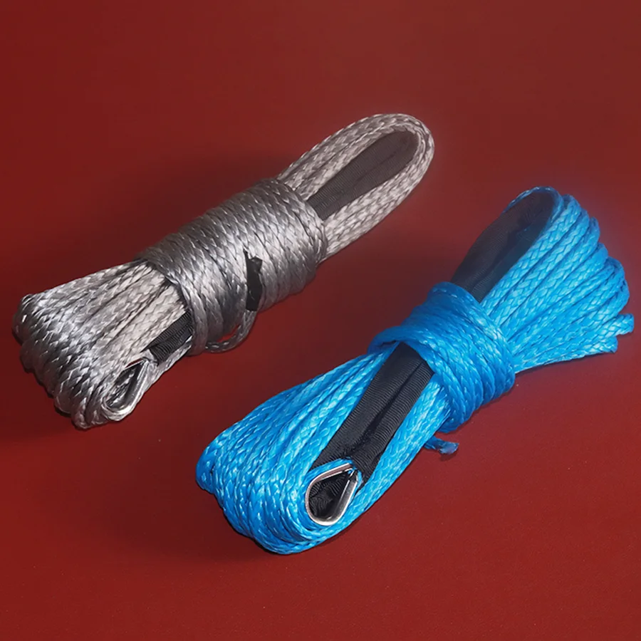 6mm*15m Winch Rope String Line Cable Sheath Gray/Red Synthetic Winch Line UHMWPE Rope For ATV UTV Off-Road Car SUV JEEP 4X4 4WD