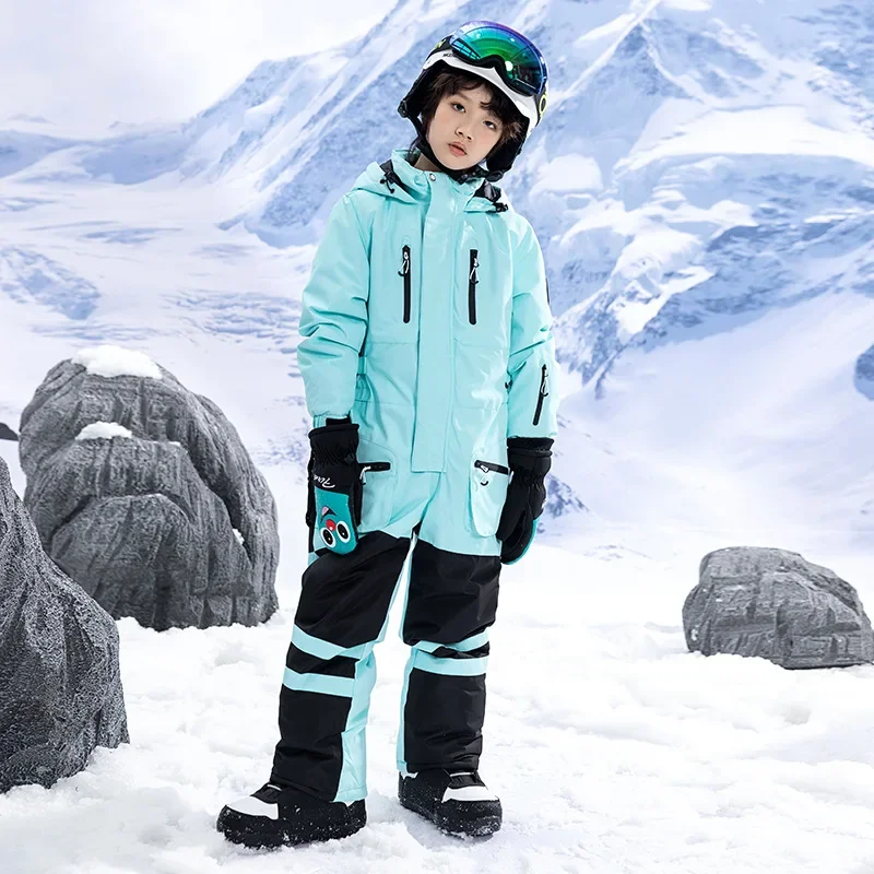 

2025 New Solid Color Ski Suit Girls Breathable Warm Windproof Skiing Clothes Boys Outdoor Double Board Sports Loose Ski Jacket