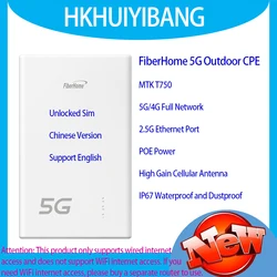 Unlocked FiberHome 5G Outdoor CPE LG6121D High Gain Antenna POE Supply IP67 2.5G RJ45 Port 5G 4G LTE Wireless Modem Sim Router