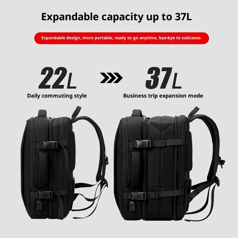 Expandable Laptop Backpack 15.6 Inch Waterproof Large Capacity Travel Backpack for Men Business Work Hiking Backpack
