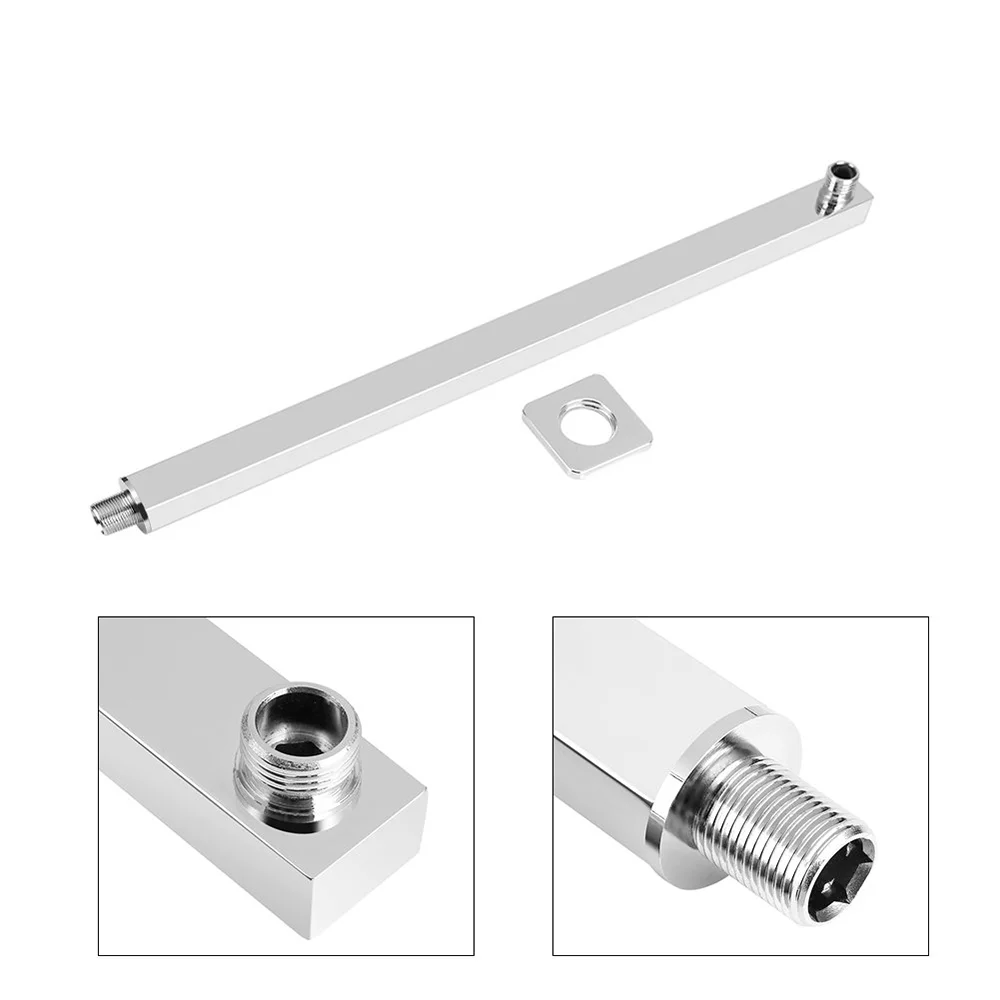 Stenoc 40CM Square 1/2 Gold Bathroom Shower Arm Tube Wall Mounted Stainless Steel Extension Arm For Shower Head Shower Accessory