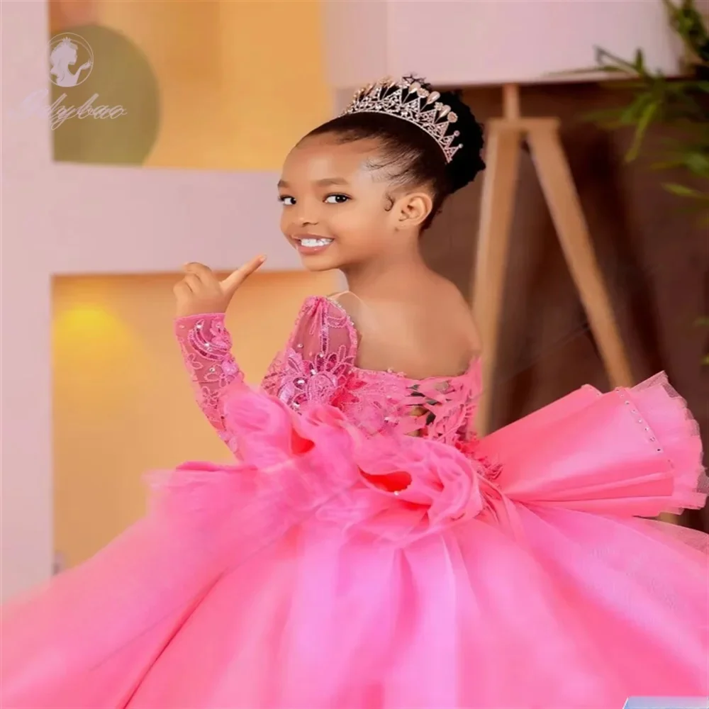 Abito da ragazza di fiori Abito da sposa Primo abito da festa di Natale Abito da cerimonia formale per bambini con ricami e volant