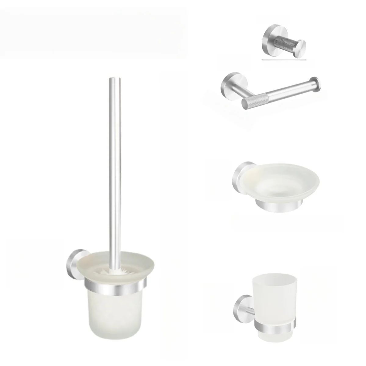 

Brushed Nickel Wall Mount Stainless Steel Bathroom Hardware Set Towel Bar Towel Ring Paper Holder Robe Hook Bathroom Accessories