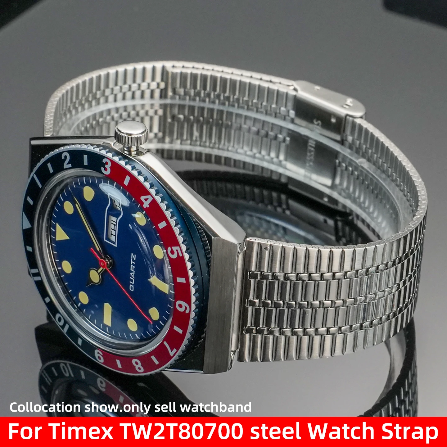 Correa de reloj de acero inoxidable de 18mm para la serie Timex Q TIMEX, correa de reloj de Metal Retro TW2T80700 TW2U61300 TW2U61200, pulsera de repuesto