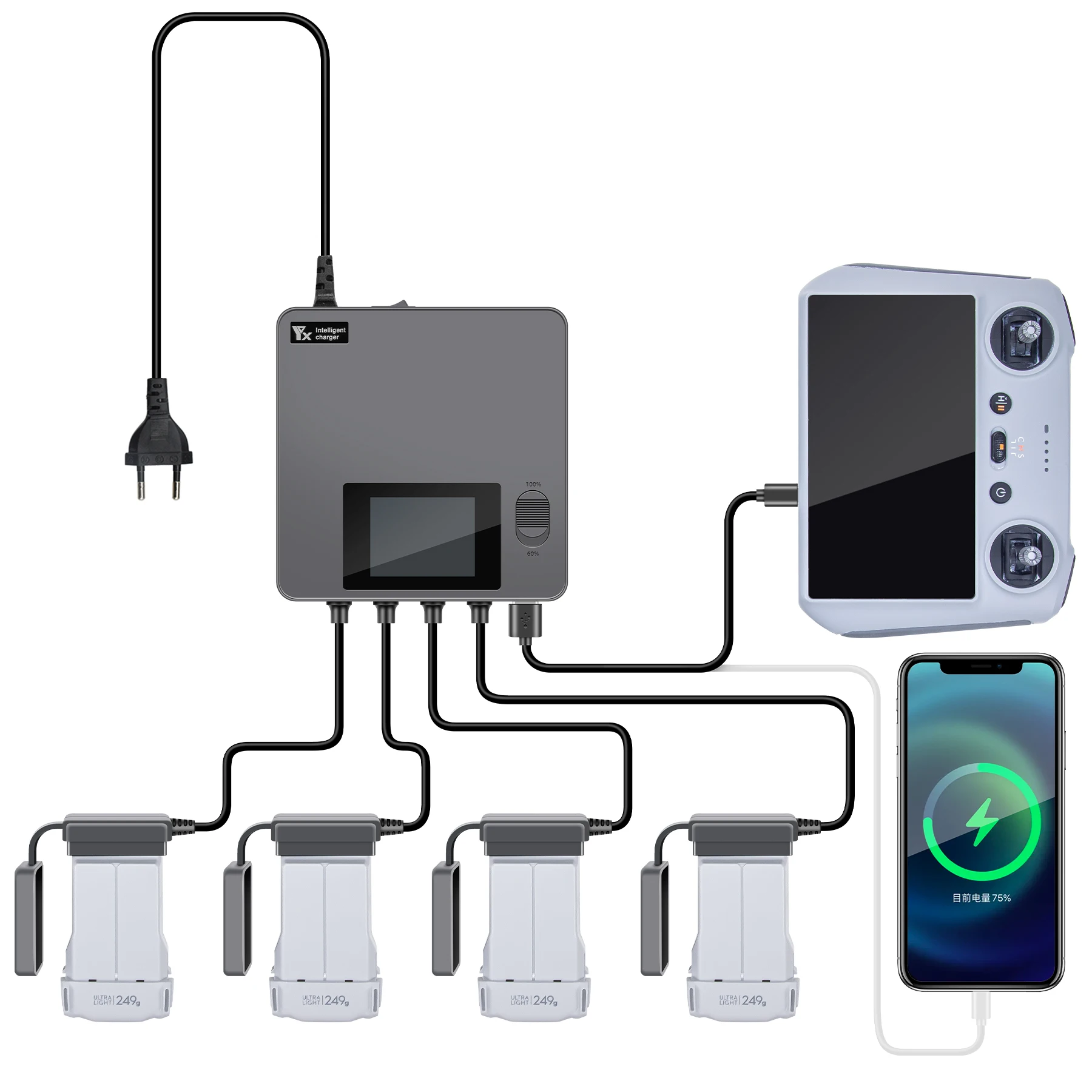 intelligent-charger-led-screen-charging-hub-for-dji-mini-3-pro-drone-battery-remote-control-accessories-fast-charge-6in1-charger