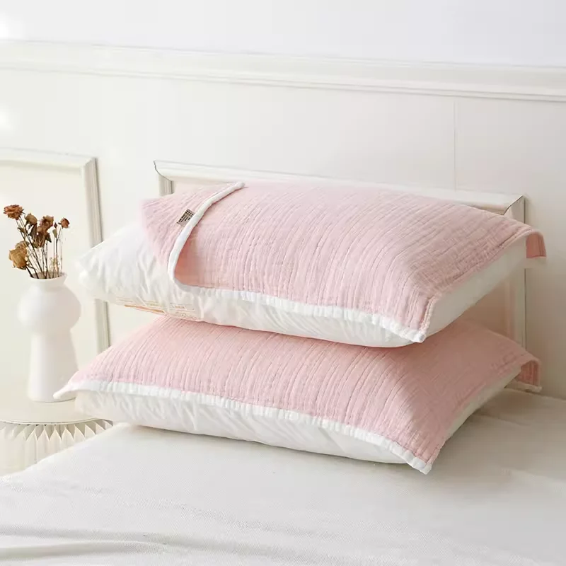 Pure Cotton Pillowcase Four Layers Gauze Soft Absorbent Breathable Home Use Single Person Pillow Towel High End Large Size Pair
