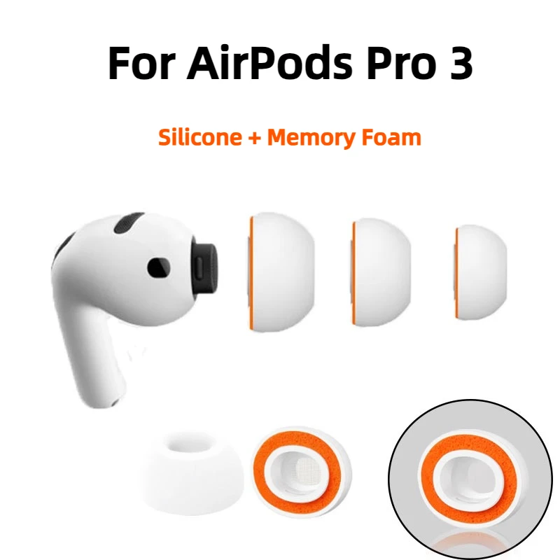 Coussinets d'oreille en mousse à mémoire de forme Orange pour AirPods Pro 3, embouts en Silicone souple, housses pour écouteurs sans fil, accessoires en éponge Pro3
