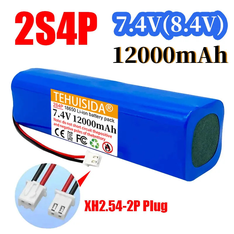 Neuer 7,4 V 8,4 V 12,0 Ah 2S4P wiederaufladbarer 18650 Lithium-Ionen-Akku für E-Bike 1 Stück 7,4 V 12000 mAh