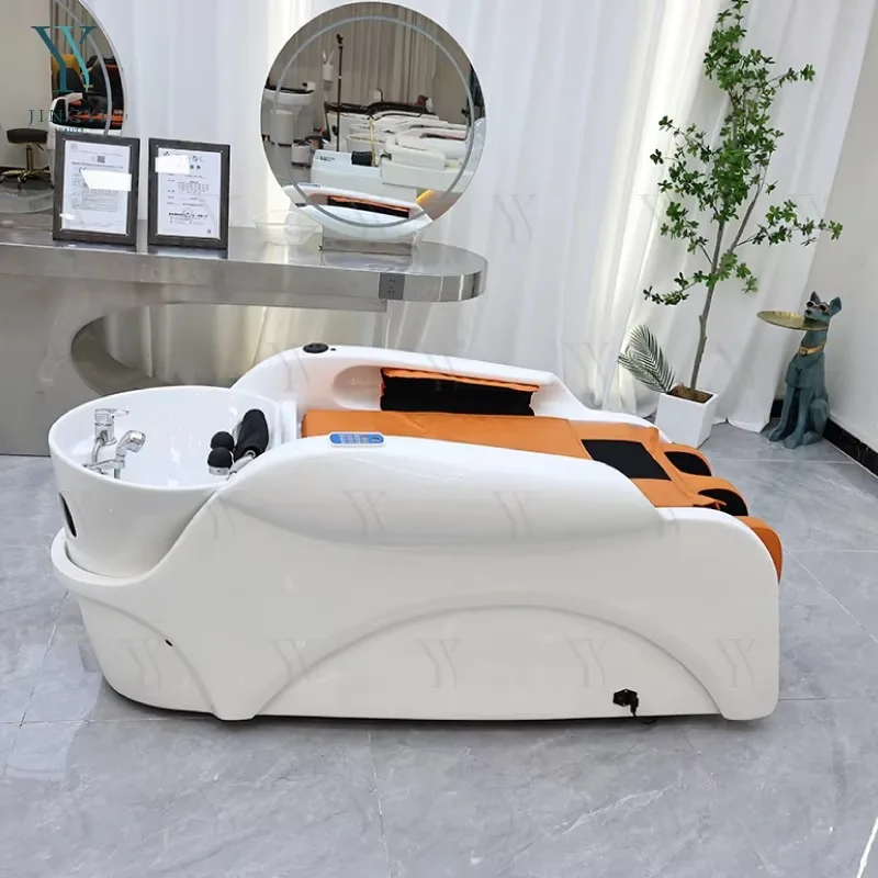 Beauty Salon Barber Furniture Hair Washing Massager Shampoo Bed Sink Basin Water Therapy Head Spa Shampoo Chair With Led
