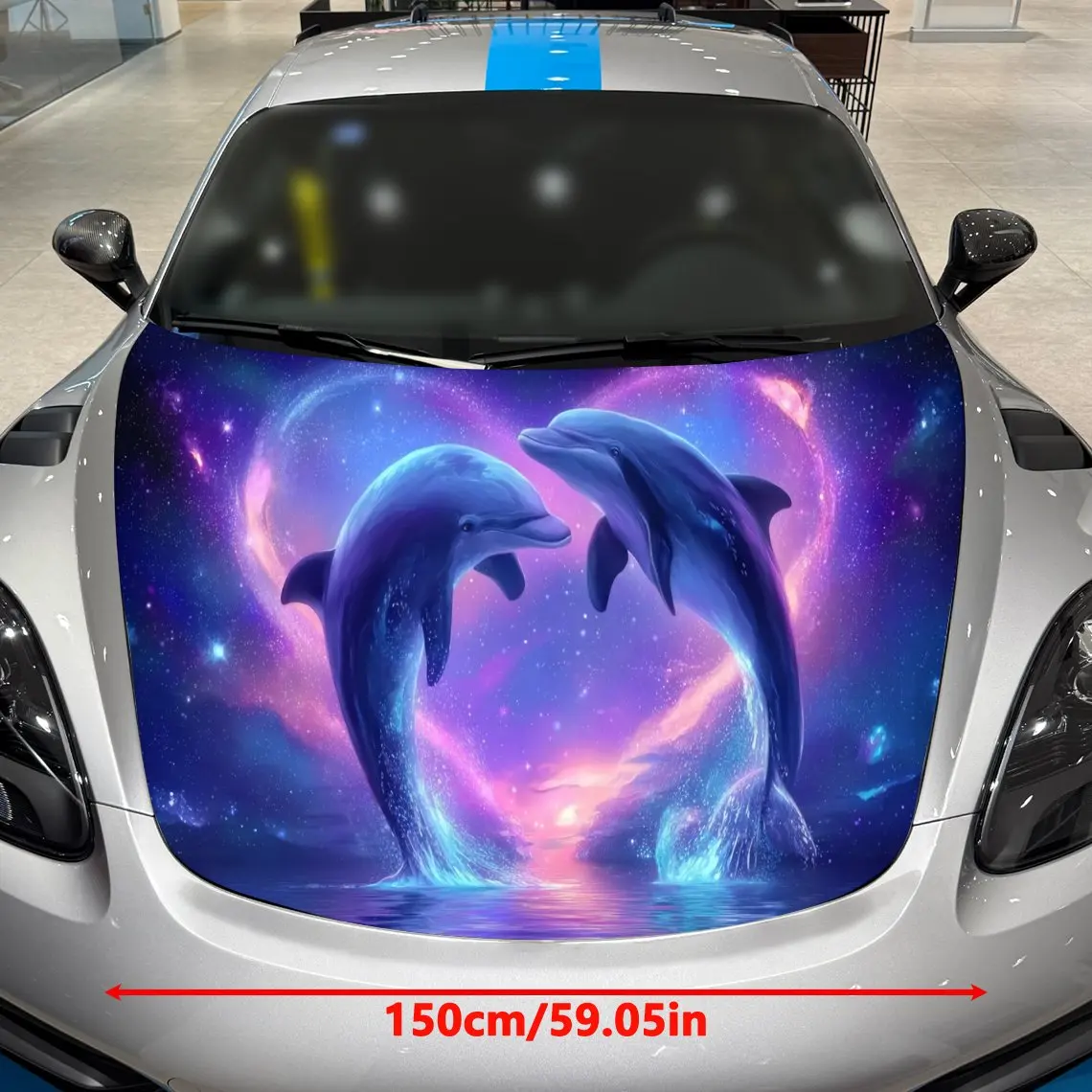 Interstellar Ocean Heart Dance Car Vinyl Wrap, PVC Material Waterproof Car Hood Sticker, Self-Adhesive Scratch-Resistant Sticker