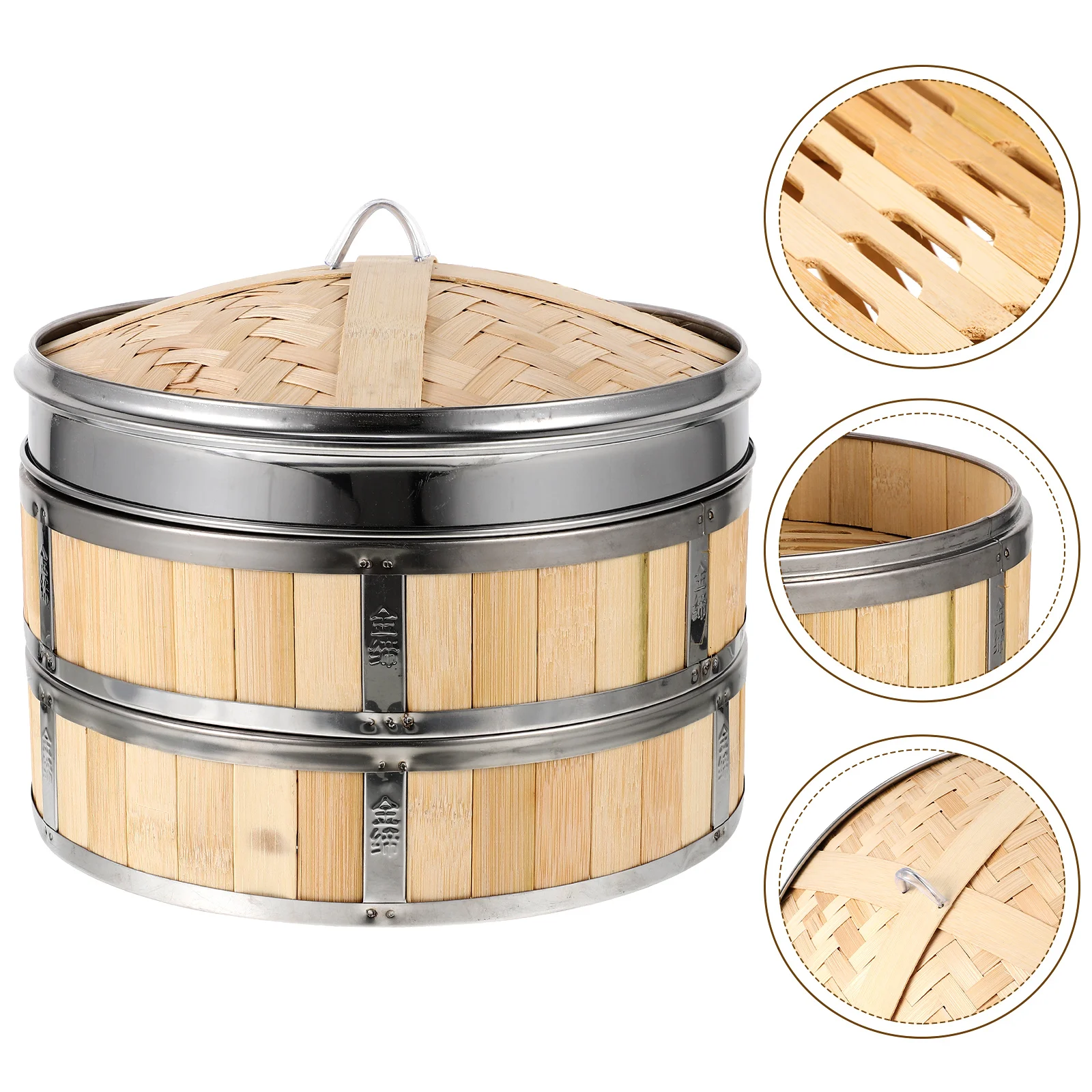 

Long Bao Steamer High-temperature Bamboo 10 Inch Commercial Bun Basket for Food Seafood