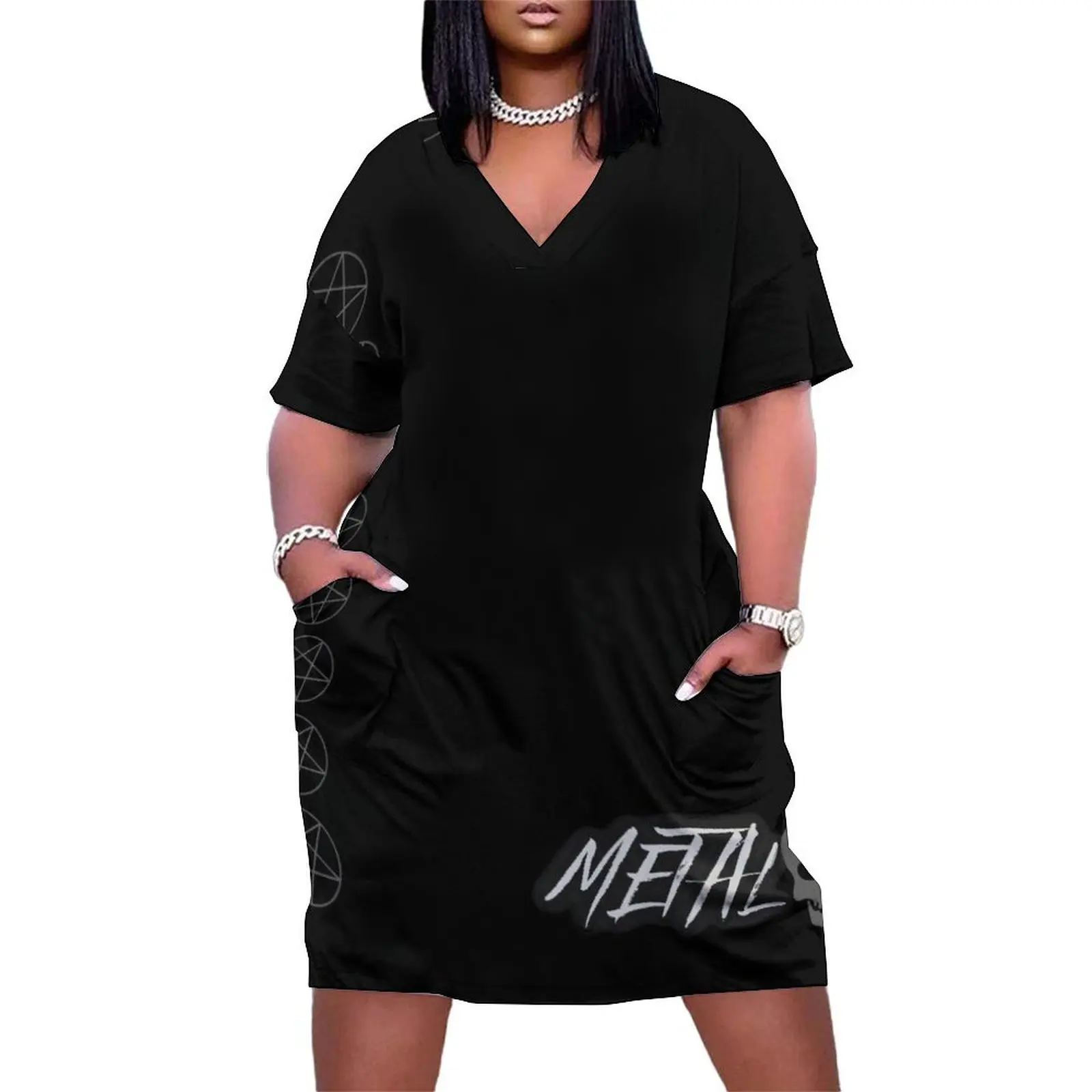 

Metal Loose Pocket Dress Women's dresses Women's summer suit elegant dress