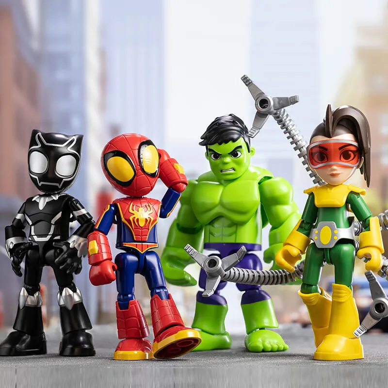 Figurines d'action originales Blokees The Amazing Spider-Man Miles Morales Gwen Black Panther, boîte aveugle, modèle d'anime, poupée, jouet pour enfants, cadeaux