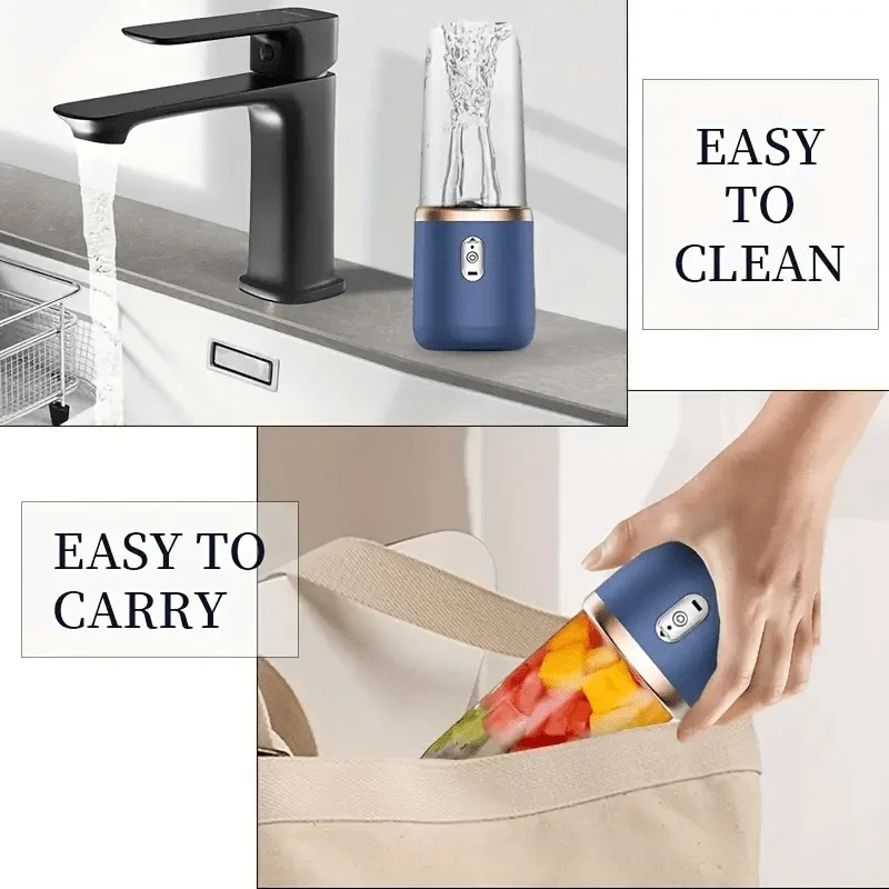 Taza exprimidora eléctrica de 6 hojas, 2 tazas para viaje, mezclador exprimidor portátil, carga Usb, zumo de fruta fresca, licuadora Personal