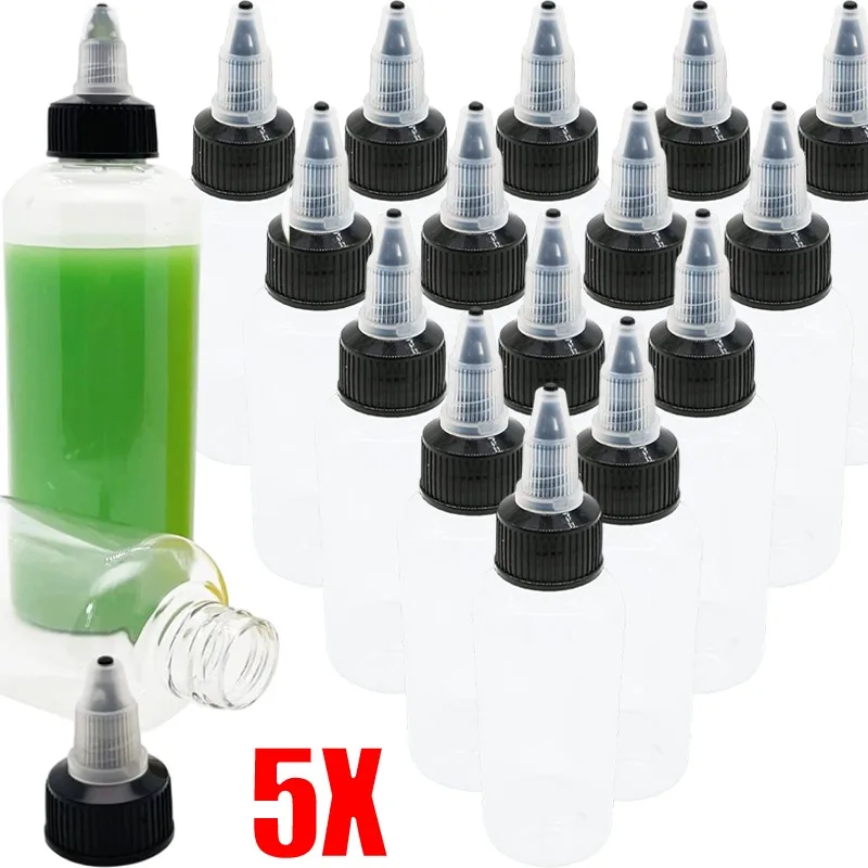 1/5pcs 30-250ml Clear Plastic Squeeze Bottles with Twist Cap Refillable Liquid Container Ink Painting Art Hair Dye Water Bottle