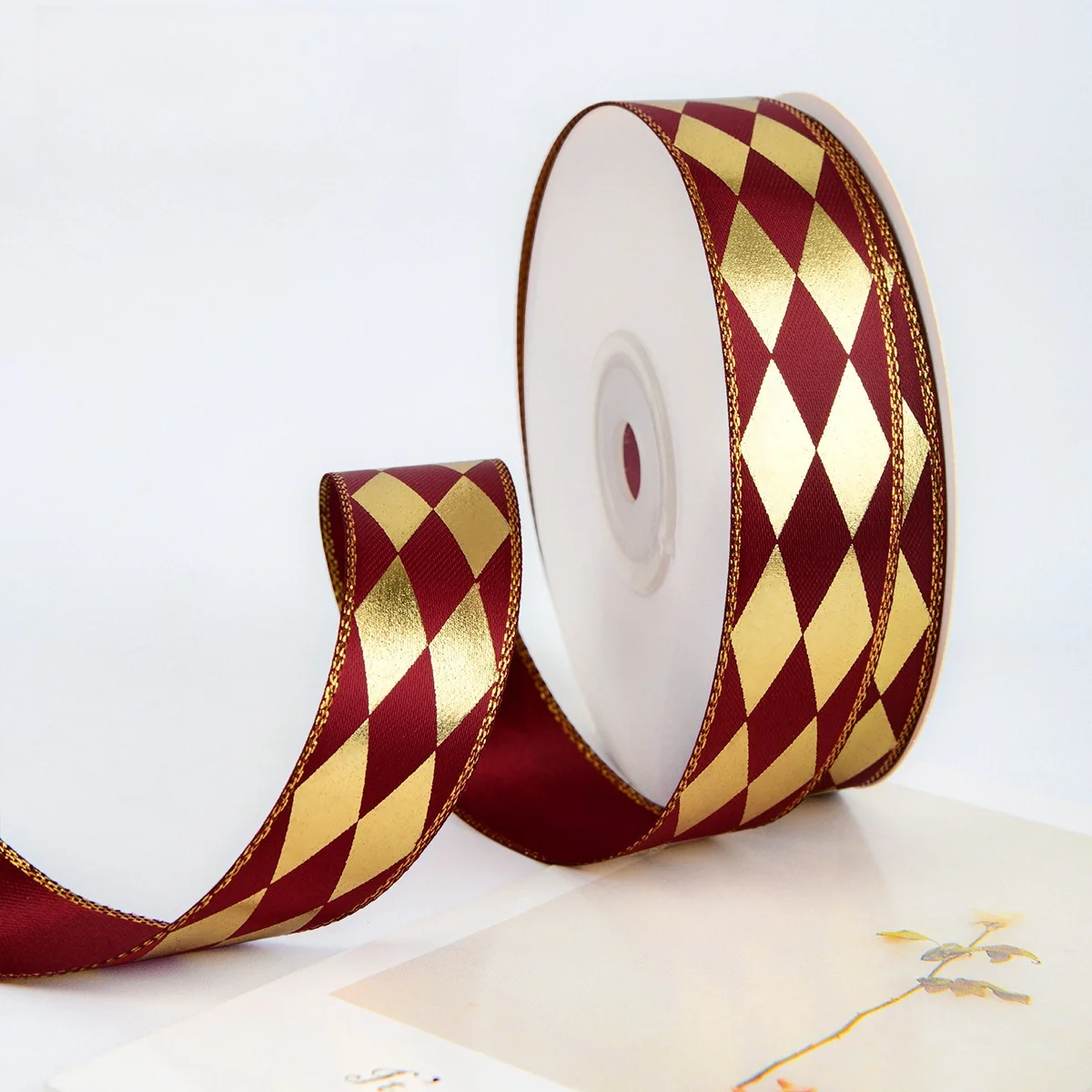 2.5cm wide diamond hot gold ribbon Handmade DIY hair bow Gift box Flower gift packaging decorative holiday ribbons