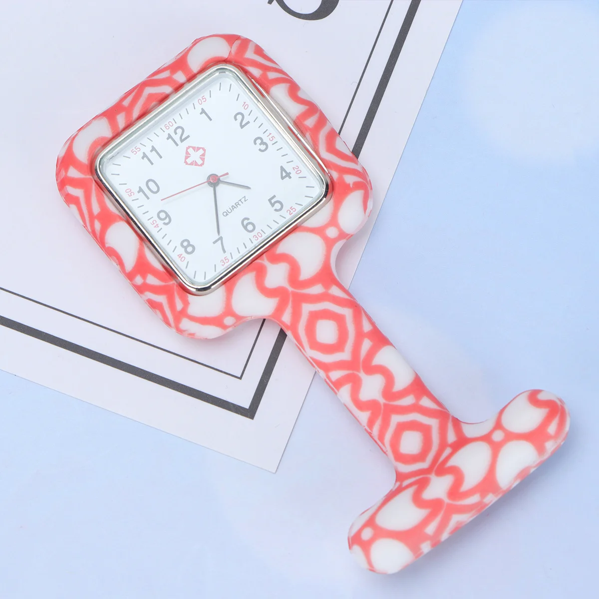 

Hospital Watch Hanging Silicone Pocket Ladies Square Printed Nurse