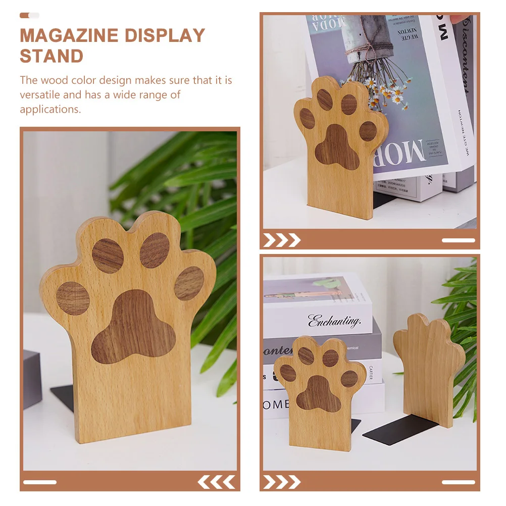 2 قطعة غلاف حديث هدية رائعة تصميم متعدد الاستخدامات مقاوم للصدأ مكتب منزلي مرتب منظم كتب حامل خشبي