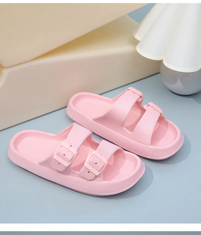 Summer Couple Flip Flops Outdoor Thick Sole Slippers for Women Men Home Sandals with Double Strap