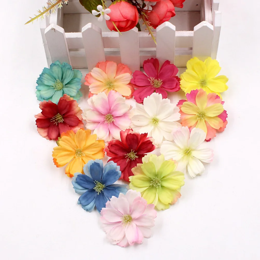 

50Pcs Fake Plum Blossom Flowers Simulation Floral Stickers for DIY Cloth Craft Scrapbooking Journal Card Party