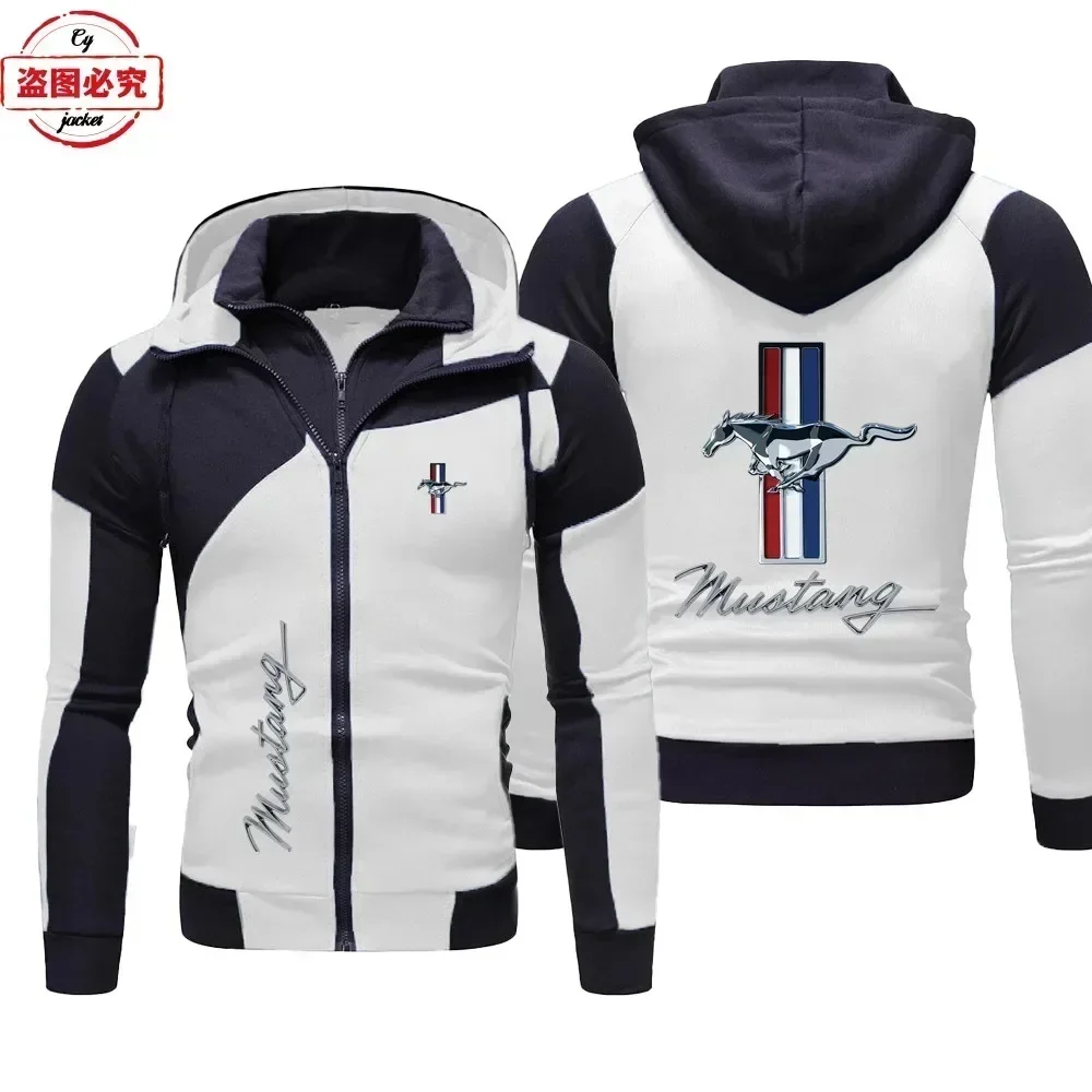 European Size Mustang Racing Logo Printed Men's Fashionable Top, Casual Hooded Sweater, Group Sportswear, Racing Suit