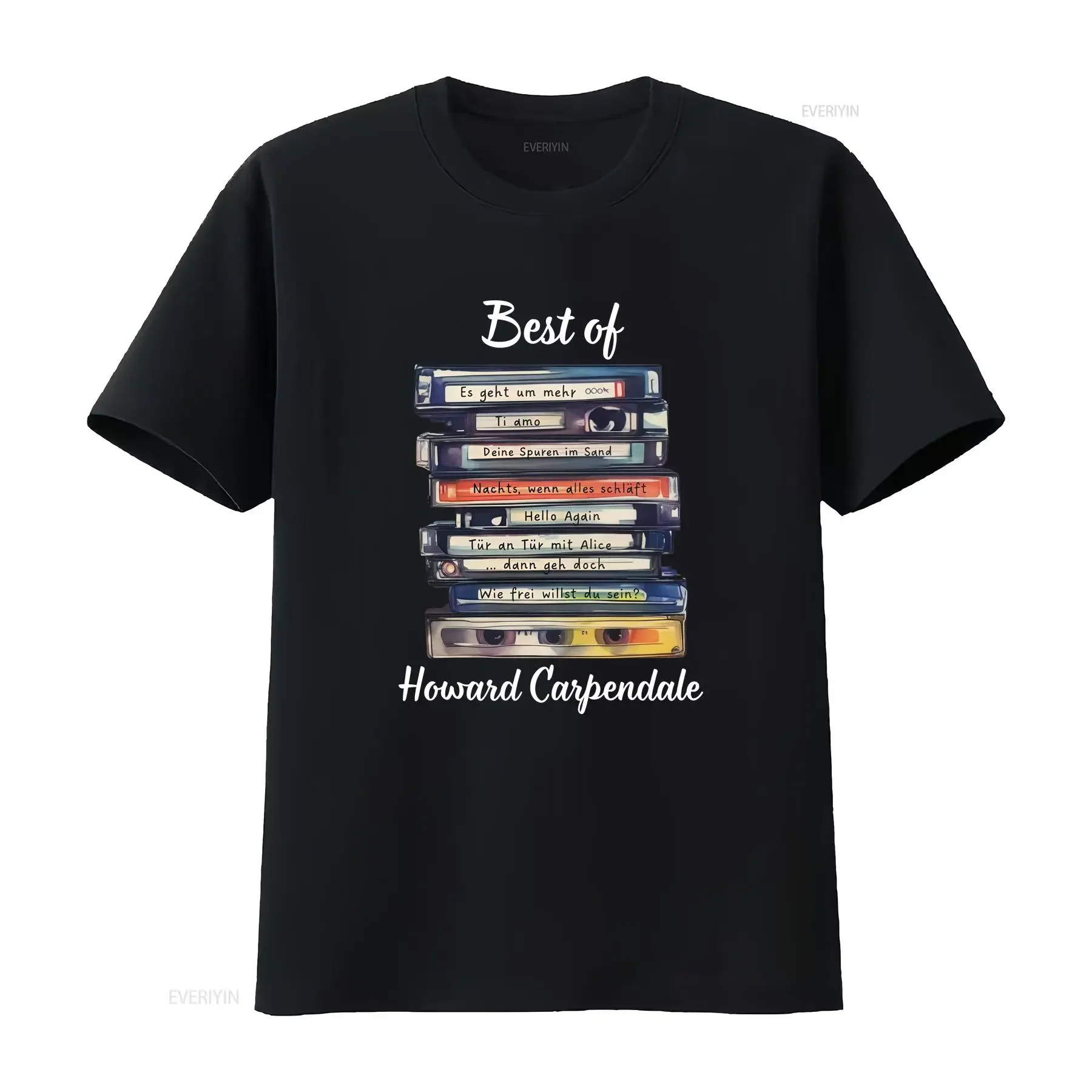 Howard Carpendale greatest hits playlist T shirt stack of cassettes 80s 70s gift for fans long or short sleeves vintage Washed