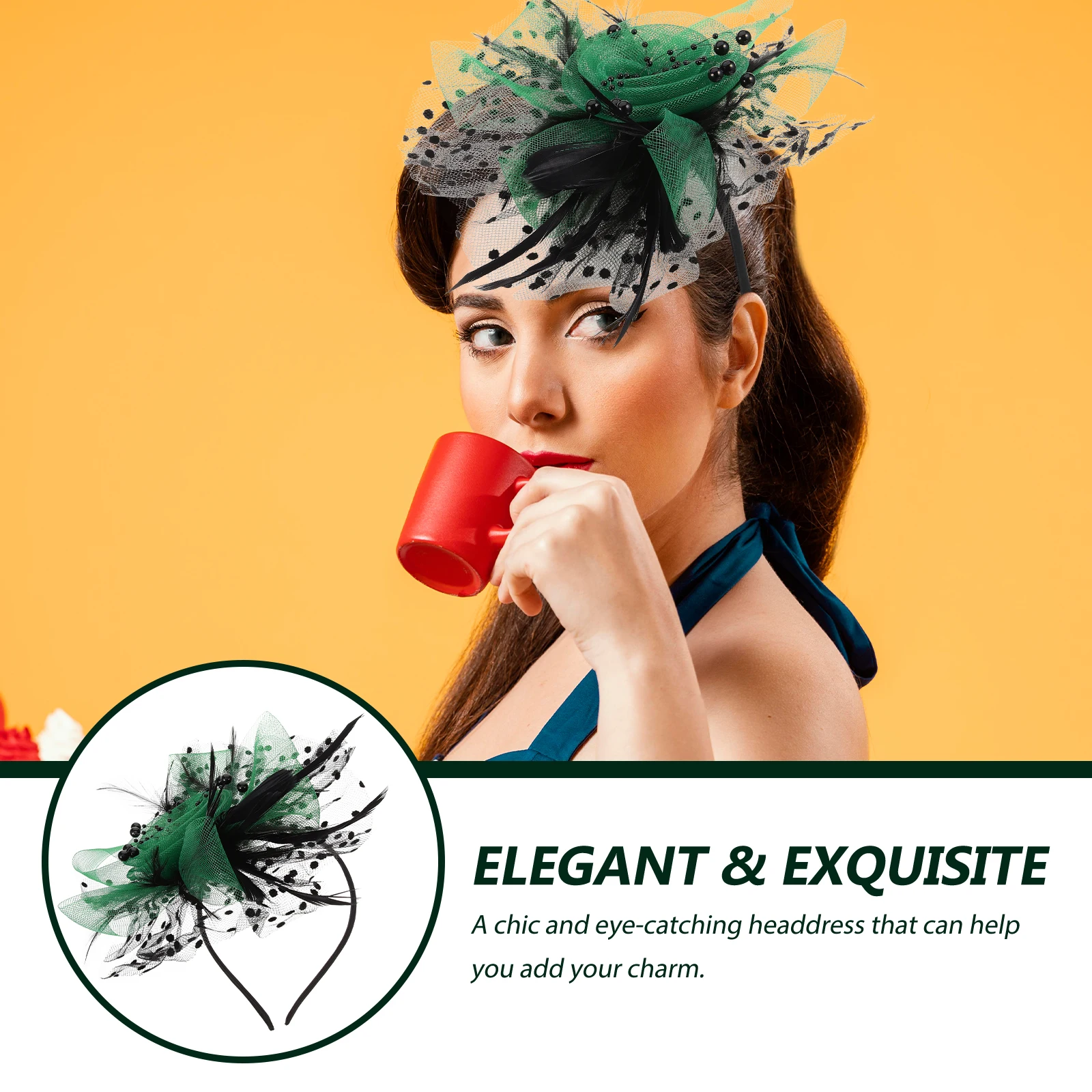 

Color-blocked Mesh Flower Fascinator Hat Women Headdress Wedding Tea Party Bridal Headband Elastic Comfortable Lightweight Fits