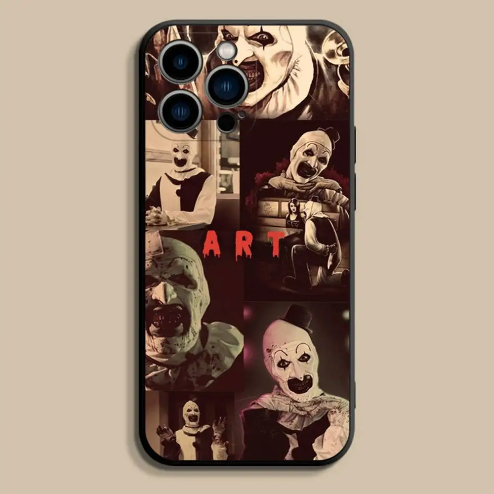 Divertida funda de teléfono A-Art the C-Clown para iPhone 17,16,15,14,13,12,Pro,Max,Plus,E,SE4,Air,Mini funda suave negra