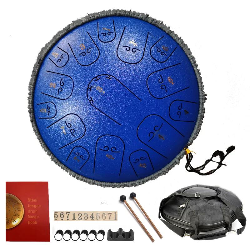 14 Inch Steel Tongue Drum 15 Notes Handpan Drum Percussion Instruments Yoga Meditation Music Drums Hand Pan Tambourine Gifts