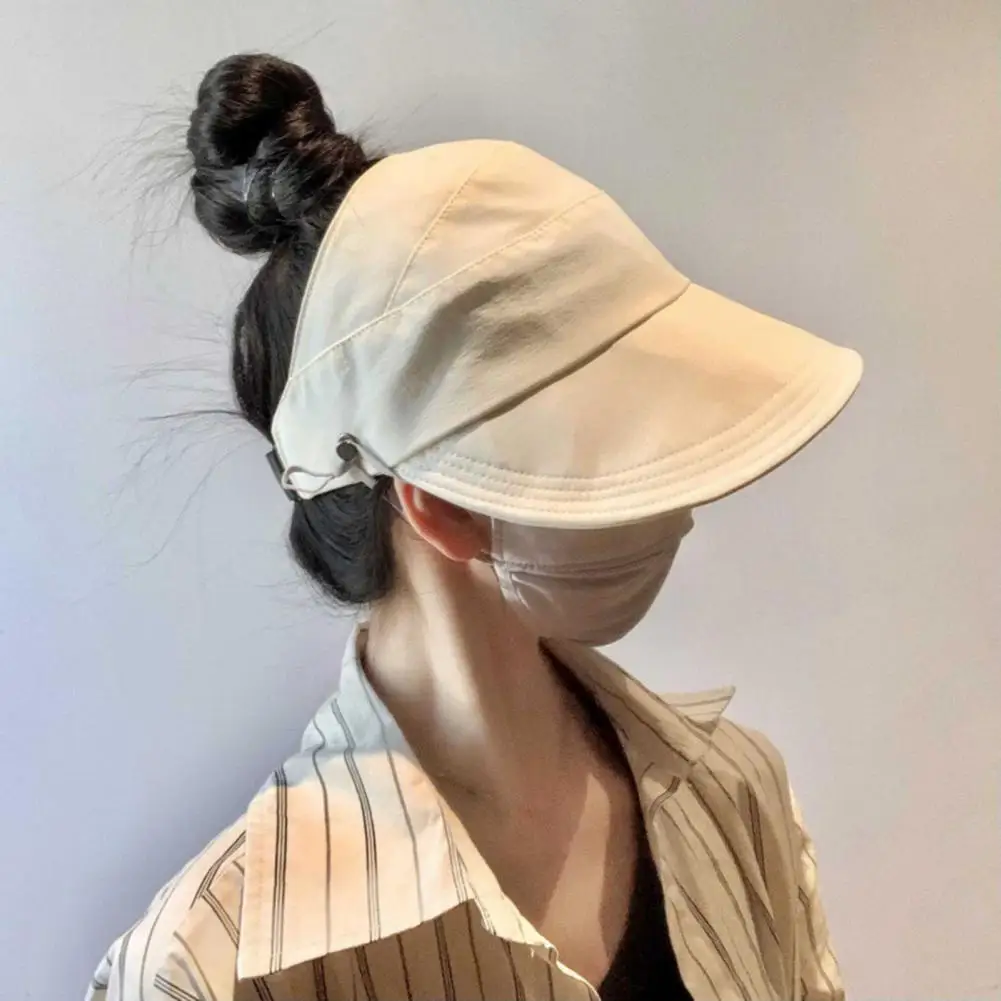 Uv Blocking Beach Hat Women’s Wide Brim Sun Visor Hat Adjustable Ponytail Cap for Uv Protection for Commuting for Women