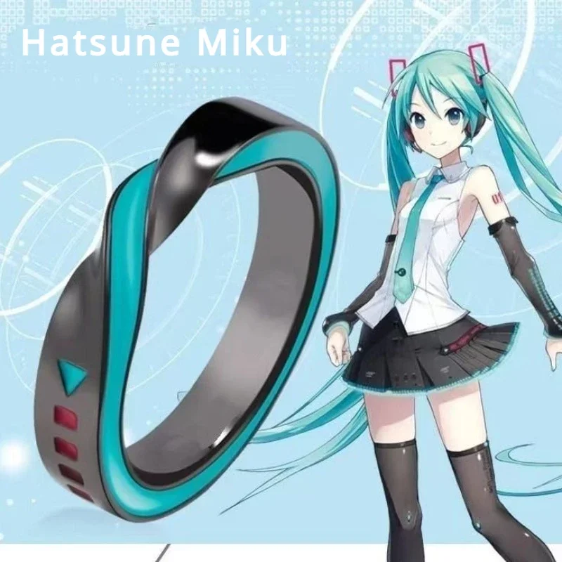 Hatsune Miku Anime Periphery Adjustable Ring Glue Drop Craft Male and Female Ring Students Cosplay Accessories Birthday Gift